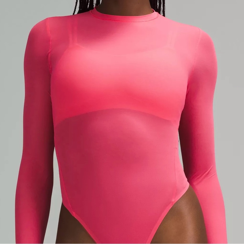 LULULEMON MESH LONG SLEEVE BODYSUIT GLAZE PINK COLOR SIZE SMALL SUMMER